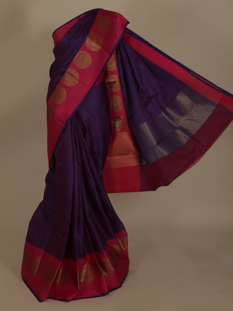 

Pothys Violet Printed Jute Silk Saree