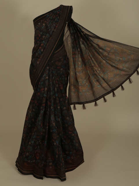 

Pothys Black Printed Cotton Blend Saree