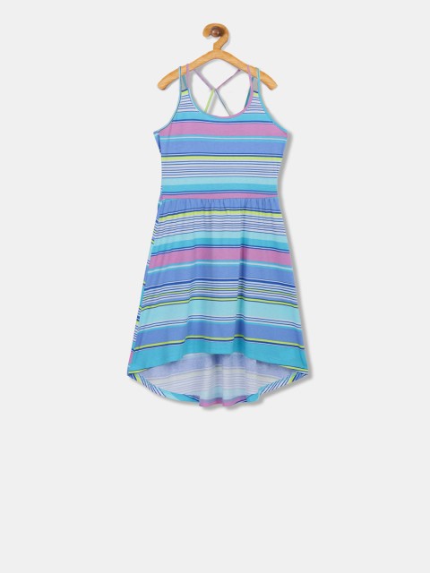 

The Childrens Place Girls Blue Striped Fit and Flare Dress