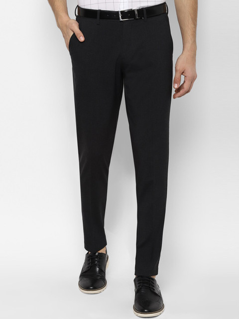 

Allen Solly Men Black Slim Fit Solid Regular Trousers