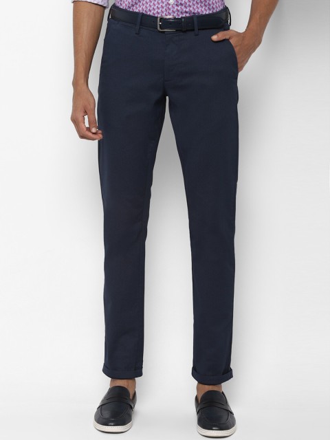 

Allen Solly Men Navy Blue Slim Fit Self Design Regular Trousers