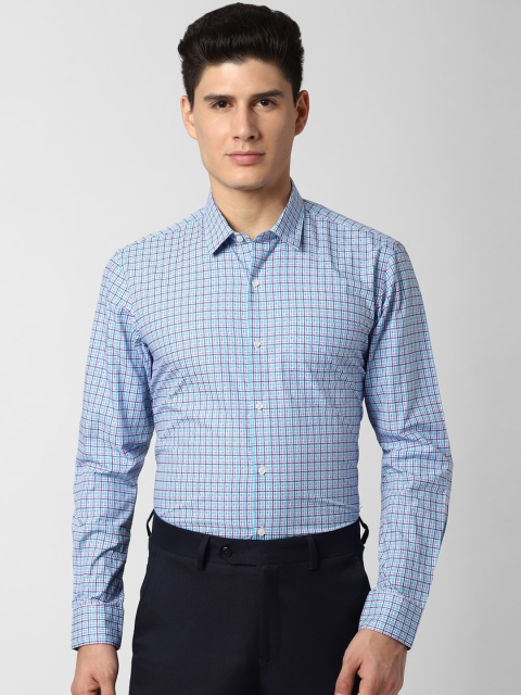 

Peter England Men Blue Regular Fit Checked Formal Shirt