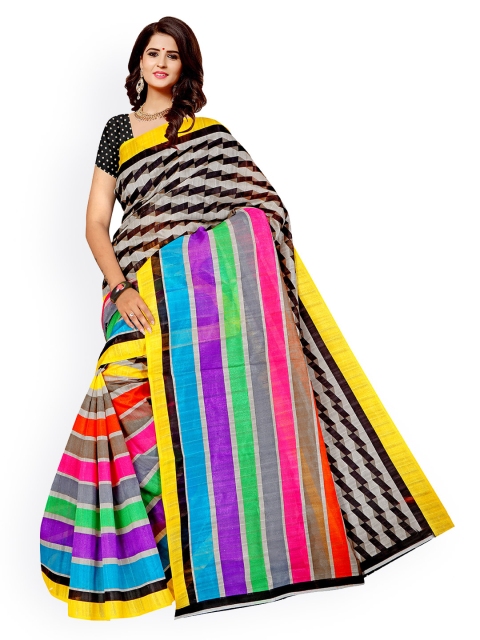 

KALINI Multicoloured Art Silk Striped Mysore Silk Saree, Multi