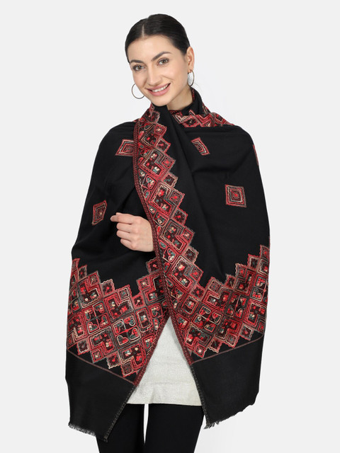 

Monte Carlo Women Black & Red Woven Design Stole