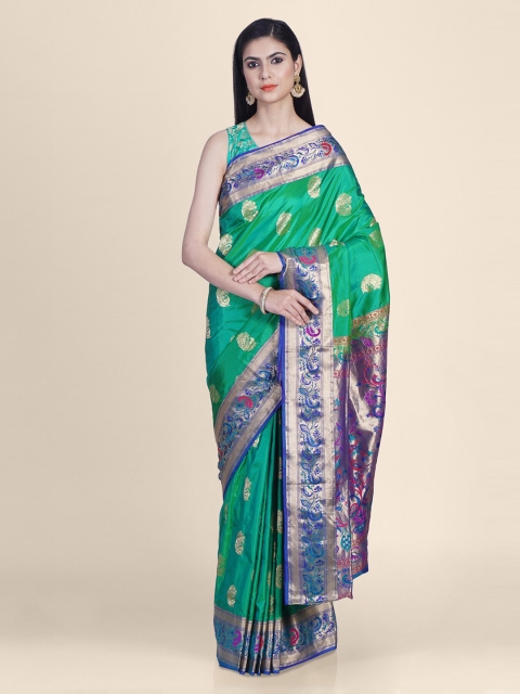 

Hastakala Green & Blue Pure Silk Woven Design Saree