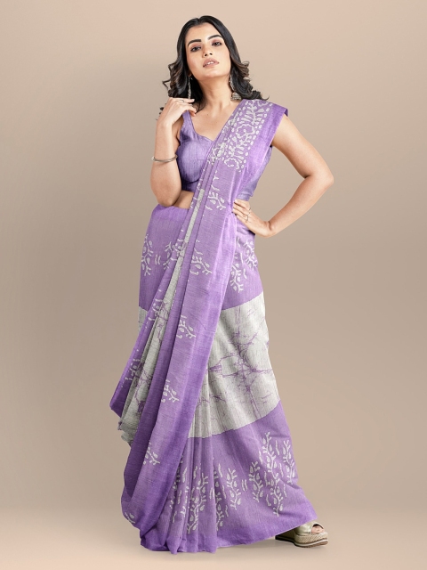 

BharatSthali Purple Silk Cotton Printed Venkatgiri Saree