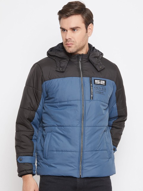 

Okane Men Blue Colourblocked Quilted Jacket