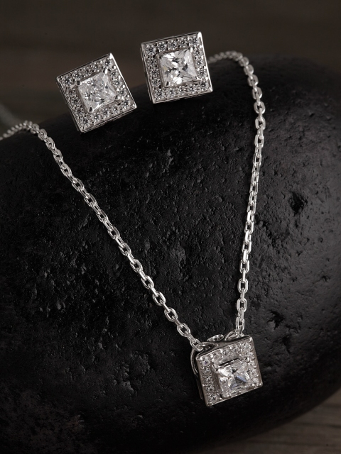 

Clara 92.5 Sterling Silver Rhodium-Plated White CZ-Studded Jewellery Set