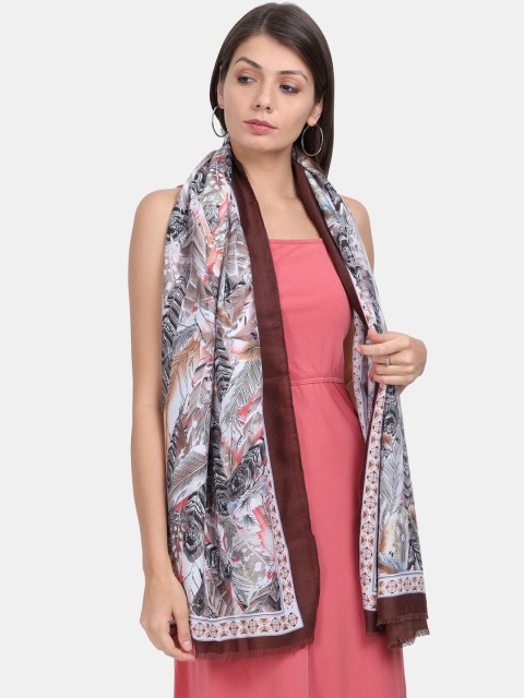 

FabSeasons Women Brown & White Printed Scarf