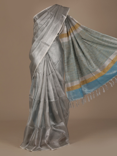 

Pothys Grey Solid Pure Linen Saree