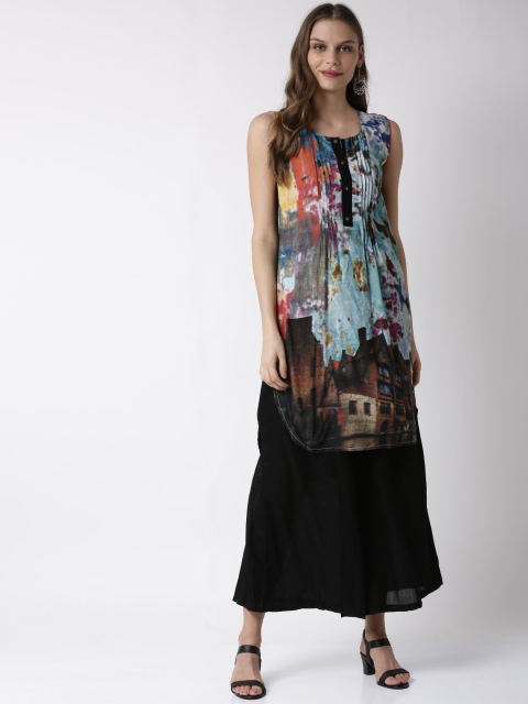 

Soch Women Black & Blue Printed A-Line Kurta