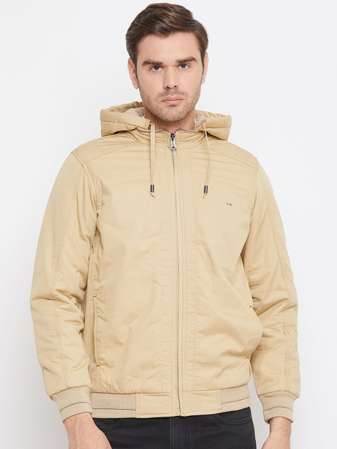 

Okane Men Beige Solid Bomber