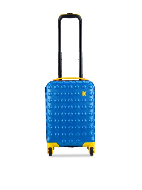

IT luggage Unisex Kids Blue & Yellow Textured Hard-Sided Cabin Trolley Bag