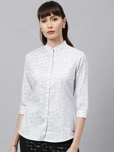

Park Avenue Woman Women White Regular Fit Printed Casual Shirt