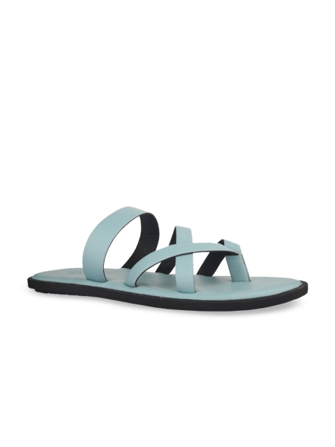 

SKO Men Blue Solid Leather Comfort Sandals
