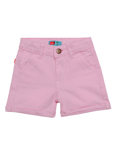

Kid Studio Girls Pink Solid Regular Shorts