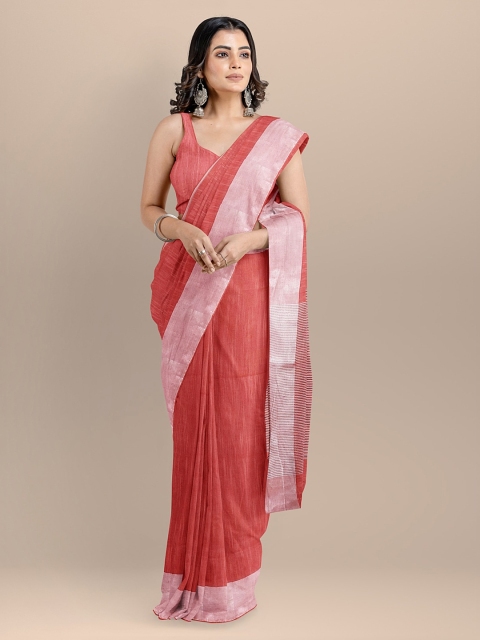 

BharatSthali Red Checked Mangalagiri Sustainable Saree