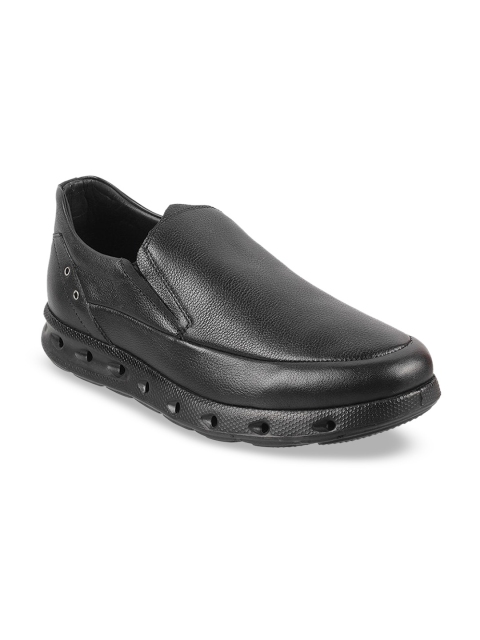 

J.FONTINI Men Black Slip-On Leather Shoes