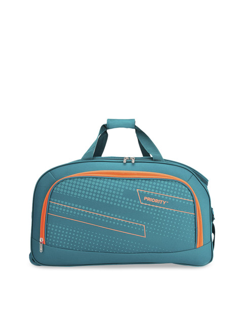 

Priority Unisex Teal Blue & Orange Printed Large Duffel Bag