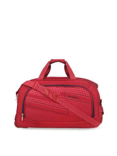 

Priority Red & Navy Blue Printed Small Duffel Bag