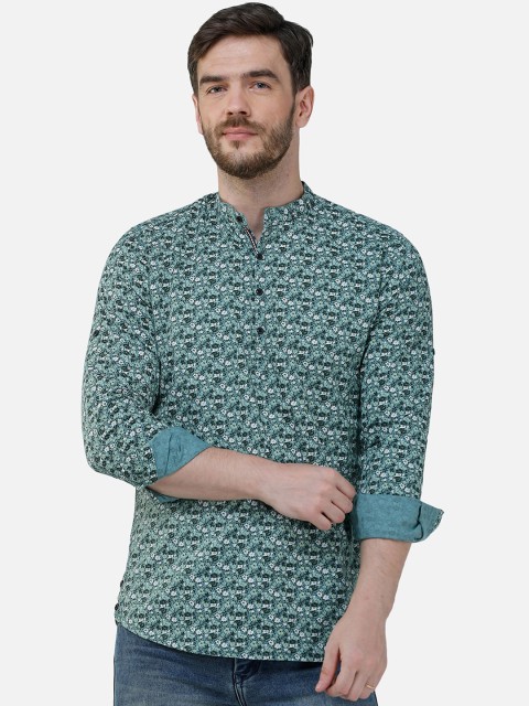 

COLVYNHARRIS JEANS Men Green Floral Printed Fusion Casual Shirt