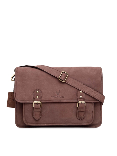 

WildHorn Men Tan Solid Leather Messenger Bag