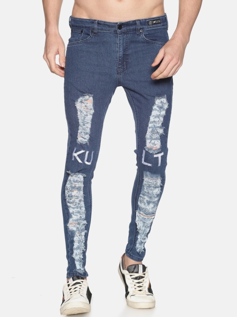 

KULTPRIT Men Blue Skinny Fit Mid-Rise Highly Distressed Stretchable Jeans