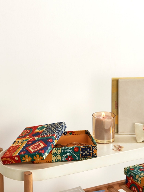 

Chumbak Red & Blue Printed Floral Swirls Storage Box