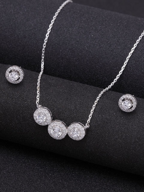

Clara 92.5 Sterling Silver Rhodium-Plated Silver CZ-Studded Jewellery Set