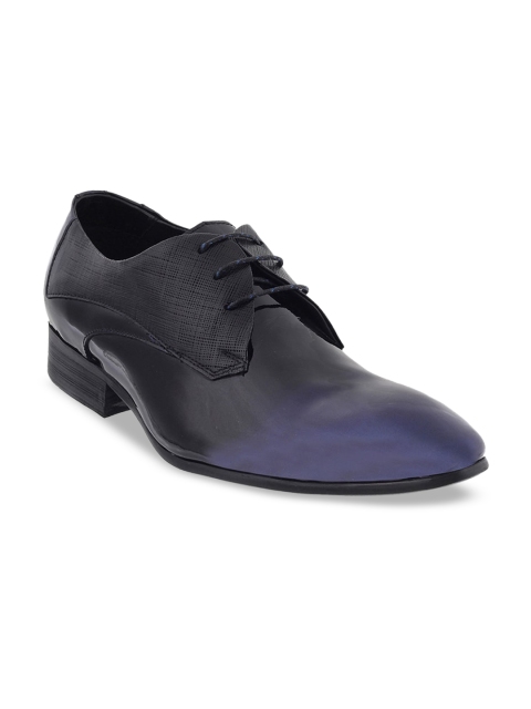 

J.FONTINI Men Blue Solid Leather Formal Derbys