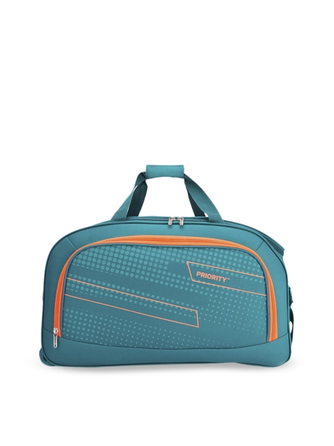 

Priority Unisex Turquoise Blue & Orange Printed Duffel Bag