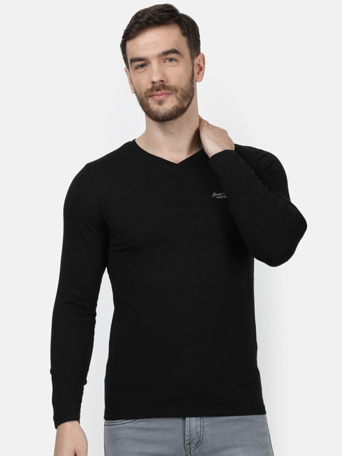 

Monte Carlo Men Black Solid V-Neck T-shirt