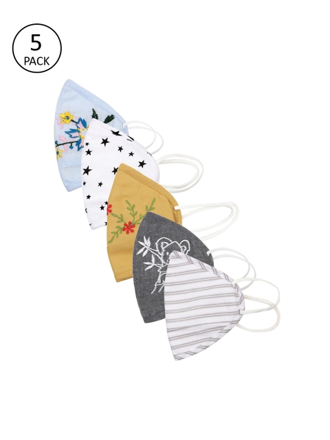 

EMAHO Women Pack Of 5 3-Ply Reusable Anti-Pollution Cotton Masks, White