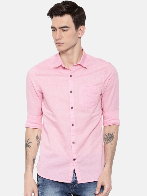

William White Men Pink Slim Fit Solid Casual Shirt