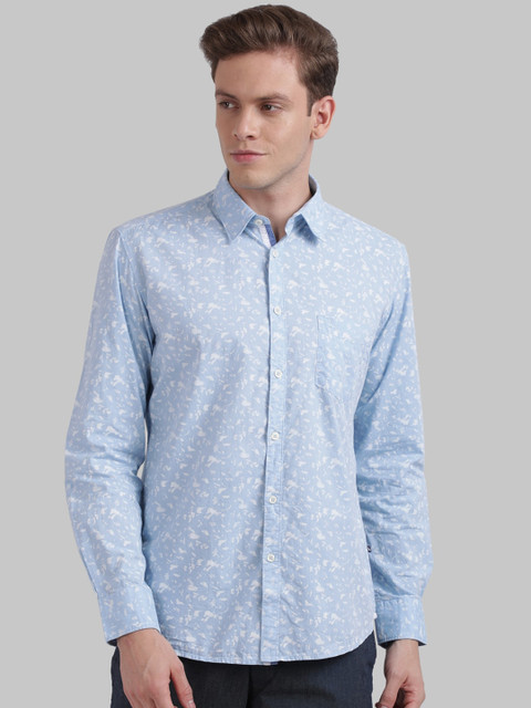 

Parx Men Blue Slim Fit Printed Casual Shirt