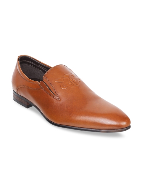 

J.FONTINI Men Tan Brown Solid Formal Leather Loafers