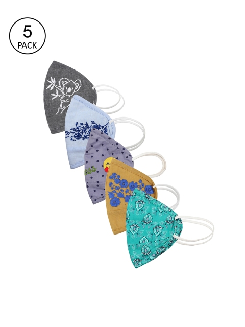 

EMAHO Women Pack Of 5 Printed 3 Ply Face Masks, Purple