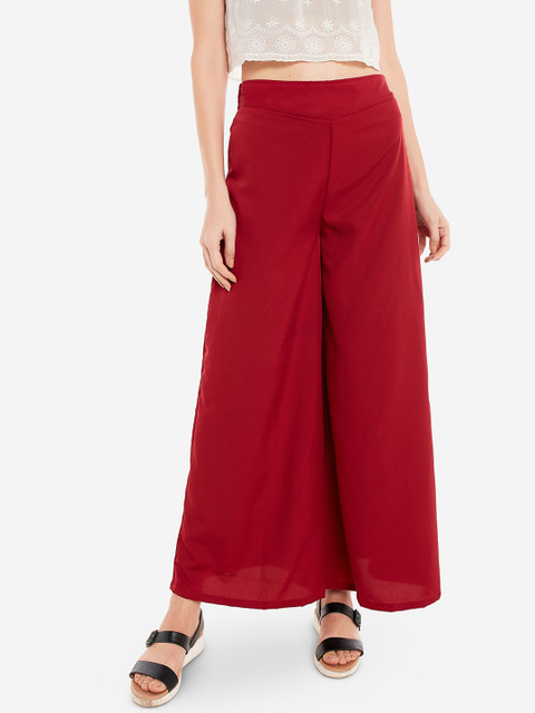 

Desi Weavess Women Red Solid Flared Fit Palazzos