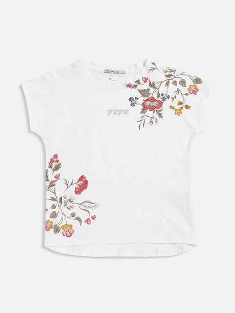 

Pepe Jeans Girls White Printed Polo Collar T-shirt