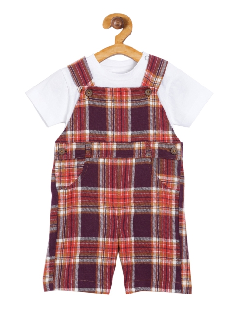 

Aomi Infant Boys White & Maroon Checked Clothing Set
