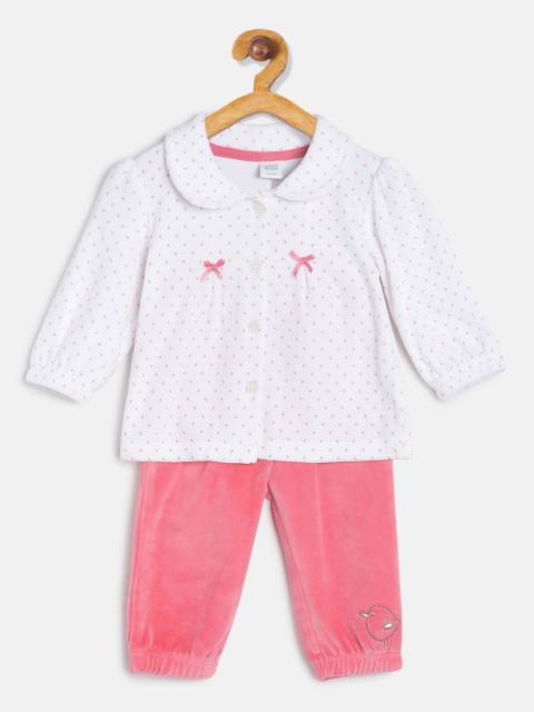 

MINI KLUB Infant Girls Pink & White Printed Clothing Set
