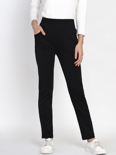 

FABNEST Women Black Solid Straight-Fit Track Pants