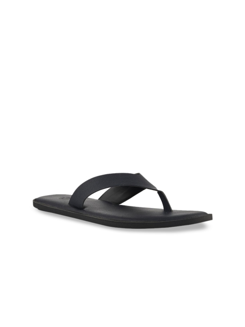 

SKO Men Navy Blue Solid Leather Comfort Sandals