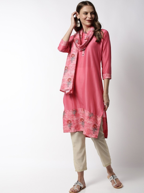 

Soch Women Pink Printed Straight Kurta
