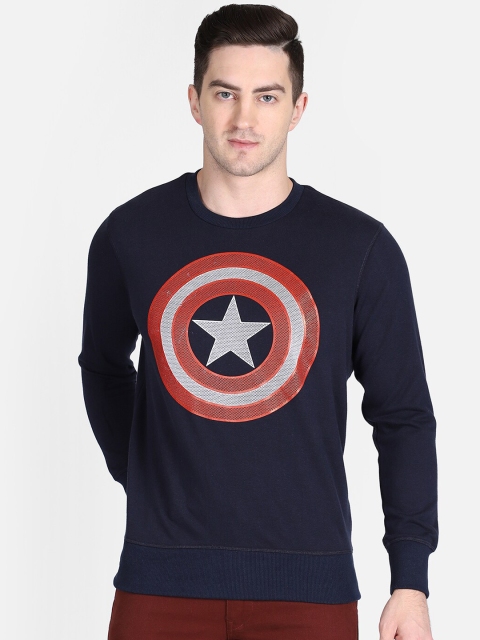 

Free Authority Men Navy Blue Captain America Print Cotton Sweatshirt