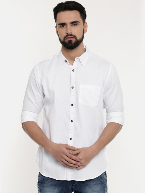 

William White Men White Slim Fit Solid Casual Shirt