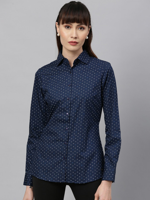 

Park Avenue Woman Women Navy Blue Regular Fit Printed Casual Shirt
