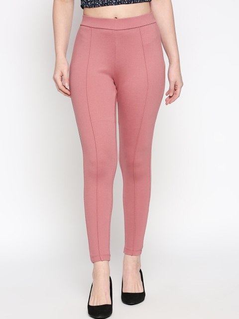 

People Women Pink Solid Treggings