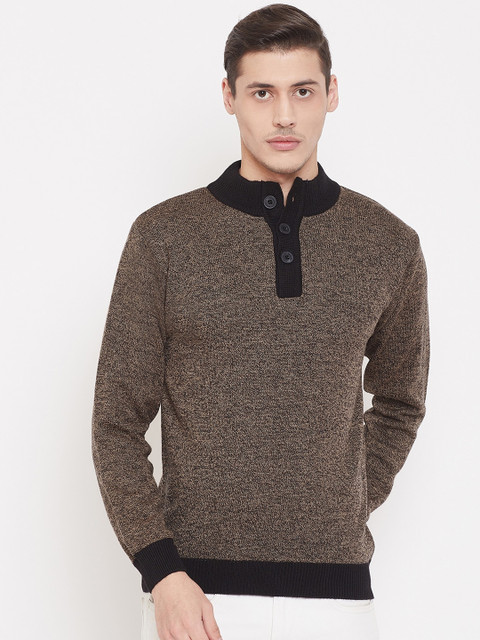 

NEVA Men Beige & Black Solid Pullover Sweater