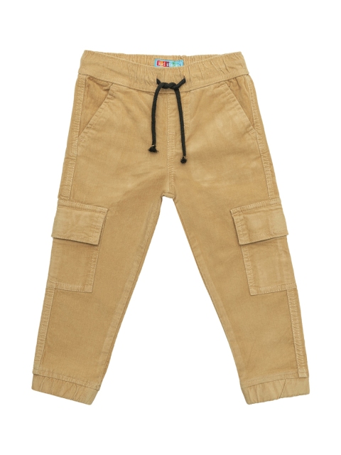 

Kid Studio Boys Beige Solid Woven Joggers